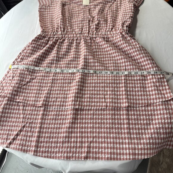 NWT Pleione Women's Puff Sleeve Dress Size‎ 1X Shoulder Ruffle Checkered - Picture 11 of 14